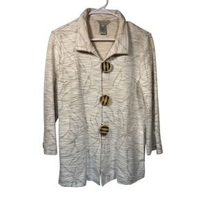 Multiples Womens Button Front Textured Blazer Jacket Beige Size‎ S Small